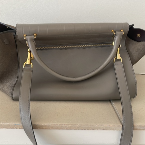 Celine suede and leather top handle bag - Picture 3 of 3